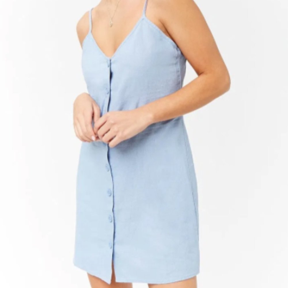 Linen button up cami dress